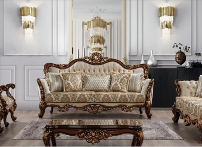 Garnitur Set 5tlg Sofagarnitur 3+3+1+1 Sitzer Couchtisch Sofa Barock Rokoko Neu