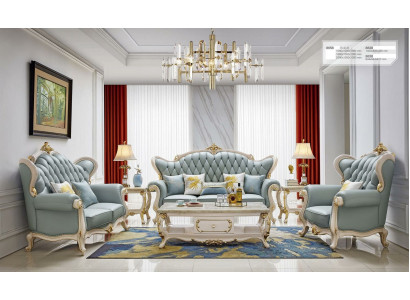 Chesterfield Klassische Sofagarnitur 3 2 1 Sitzer Sofa Polster Leder Massivholz