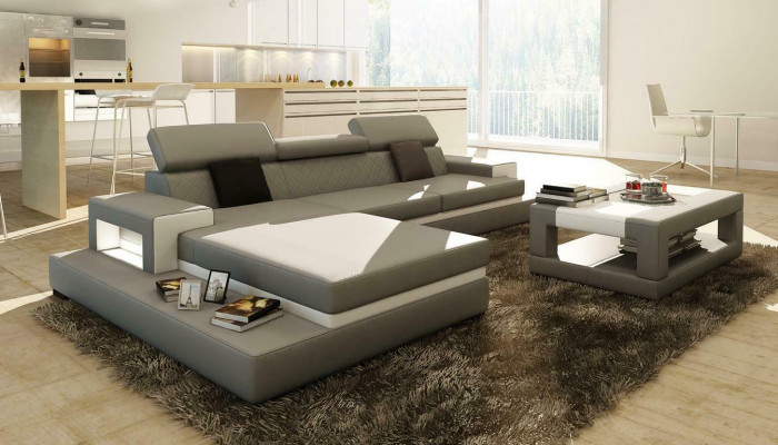 XXL Ledersofa Ecksofa Design Big Sofa Couch Polster Eck Sitz Garnitur