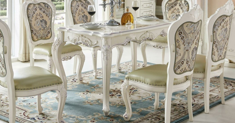 Barock Esstisch Tisch Gruppe Wohnzimmer Garnitur Esszimmer Holz Design