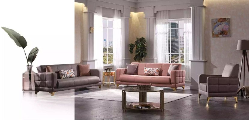 Designer Sofa Rosa 3-Sitzer Designer Wohnzimmer Couch Textil Möbel Couchen
