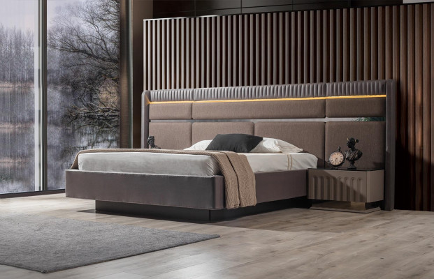 Braunes Schlafzimmer Set Bett Nachttische Kleiderschrank Schminktisch