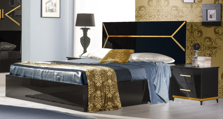 Klassisches Schlafzimmer Set Garnitur Luxus Modern Stil Bett 6 tlg. Holz Kommode