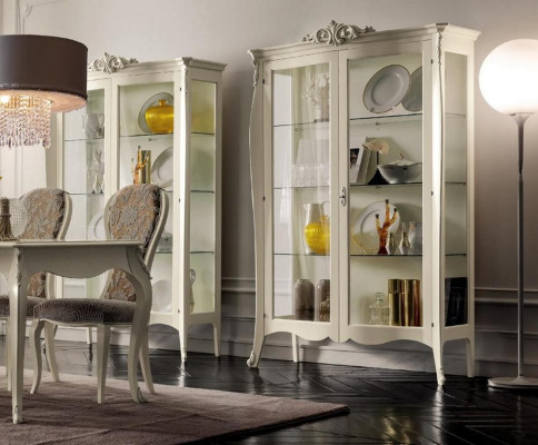 Vitrine Massiv Holz Möbel Glas Schrank Schränke Vitrinen Wohnzimmer Anrichte Neu