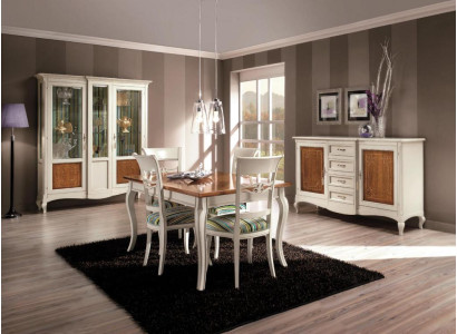 Esszimmer Set Garnitur Kommode Stühle 4x Vitrine Gruppe Essgruppe Vitrinen 7tlg.