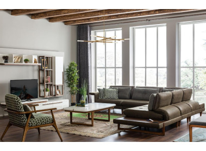 Wohnzimmer Set Luxus Möbel L-Form Sofa Sessel Textil Möbel Set Neu