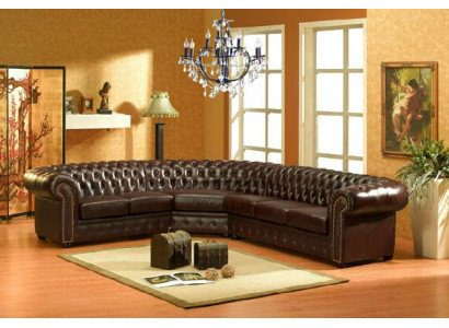 Klassische Chesterfield Eckcouch Polster Ecke Ledersofa Sofa Sitz Eck Garnitur