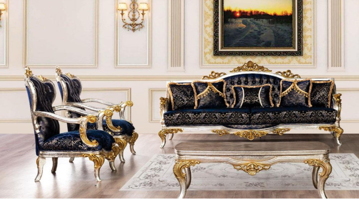 Gruppe Set Sofagarnitur 3+1+1 Sitzer 3tlg. Möbel Sofas Sessel Luxus Sitz Barock